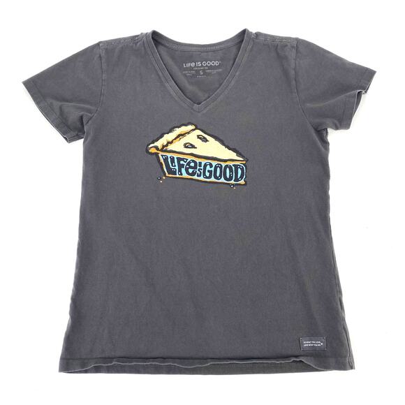 Life is good shirt womens size small  slice of pie crusher tee gray - Picture 1 of 9
